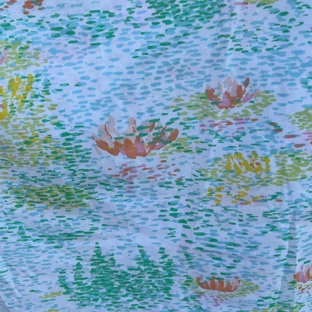 Vintage Springmaid Monet Water Lilies Flat Sheet 83x99 Colorful GUC